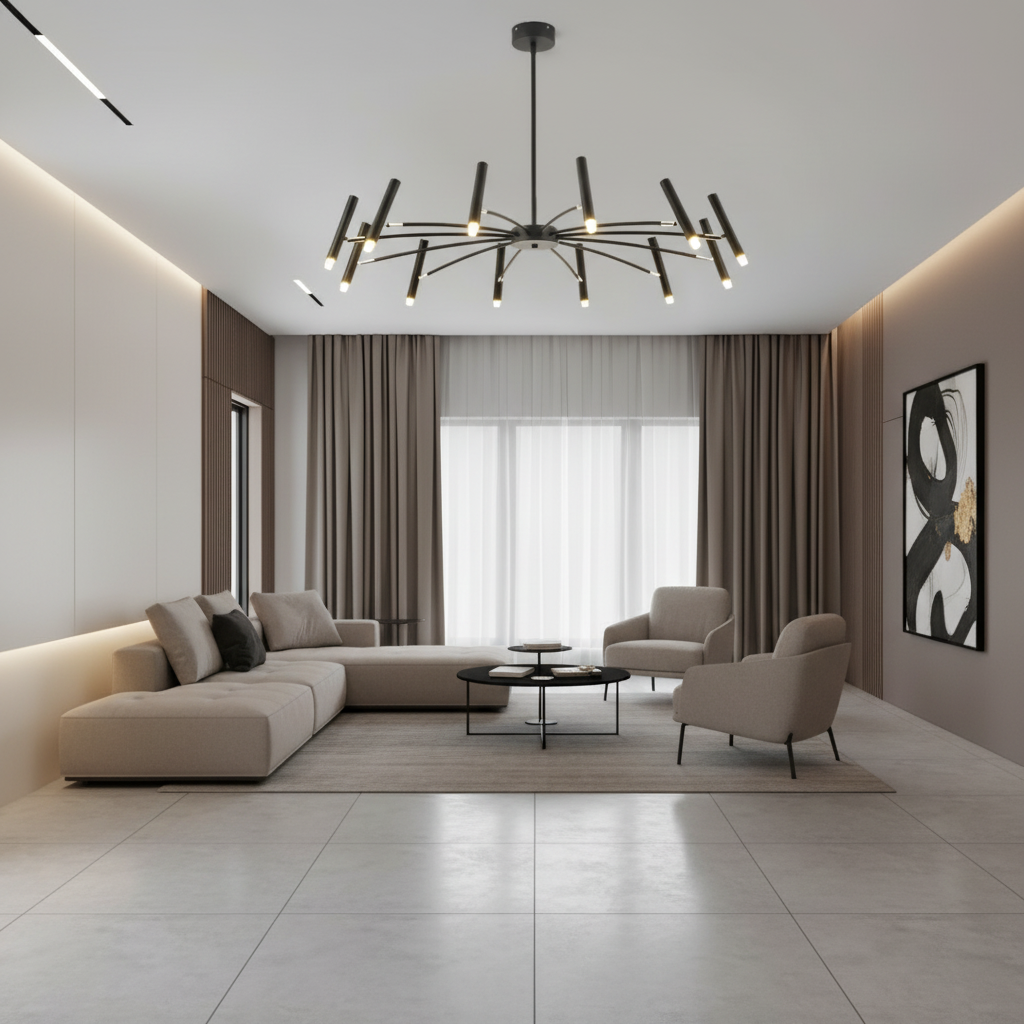 Black 12-Light Adjustable G9 LED Chandelier — Dimmable Minimalist Modern