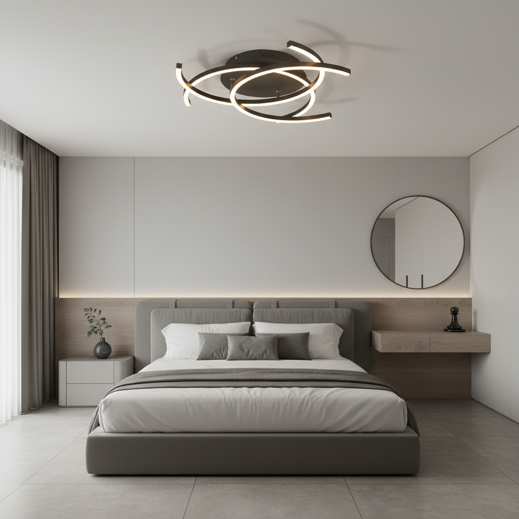 Black 3-Light Dimmable Aluminium LED Flush Mount Ceiling Light — Contemporary