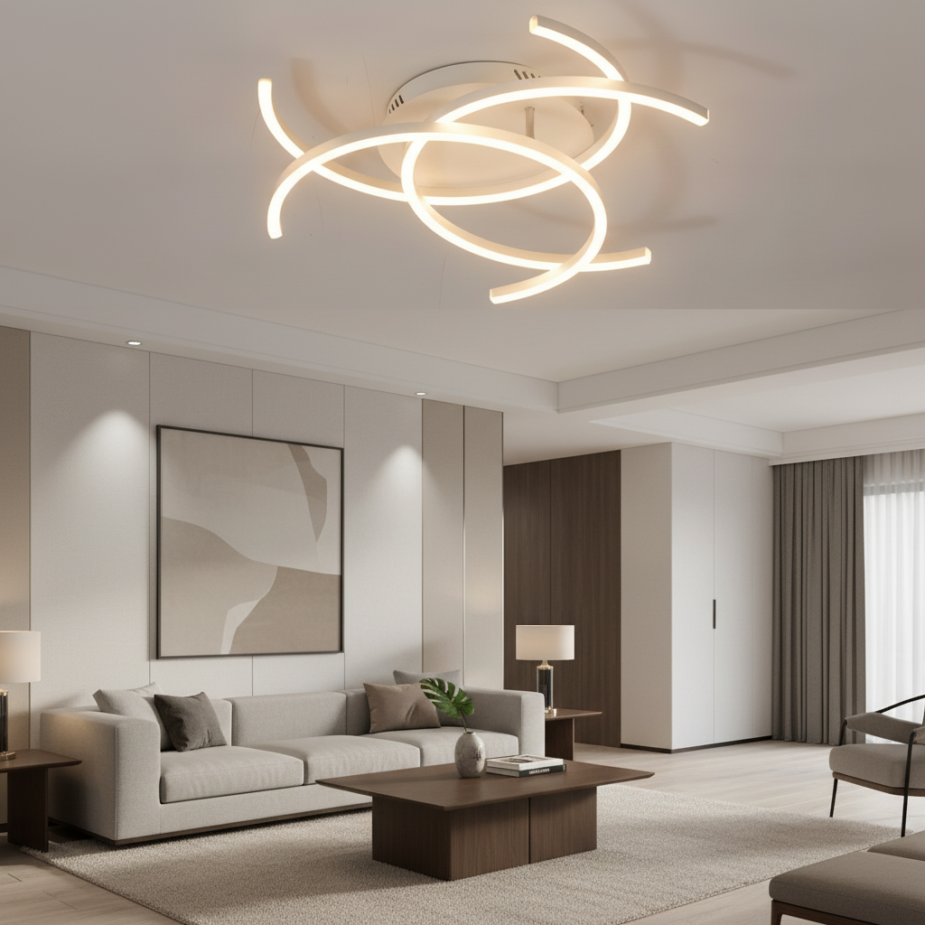 Black 3-Light Dimmable Aluminium LED Flush Mount Ceiling Light — Contemporary