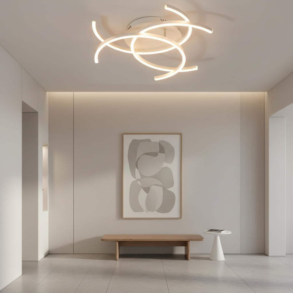 Black 3-Light Dimmable Aluminium LED Flush Mount Ceiling Light — Contemporary