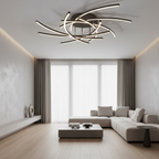 Black 3-Light Dimmable Aluminium LED Flush Mount Ceiling Light — Contemporary
