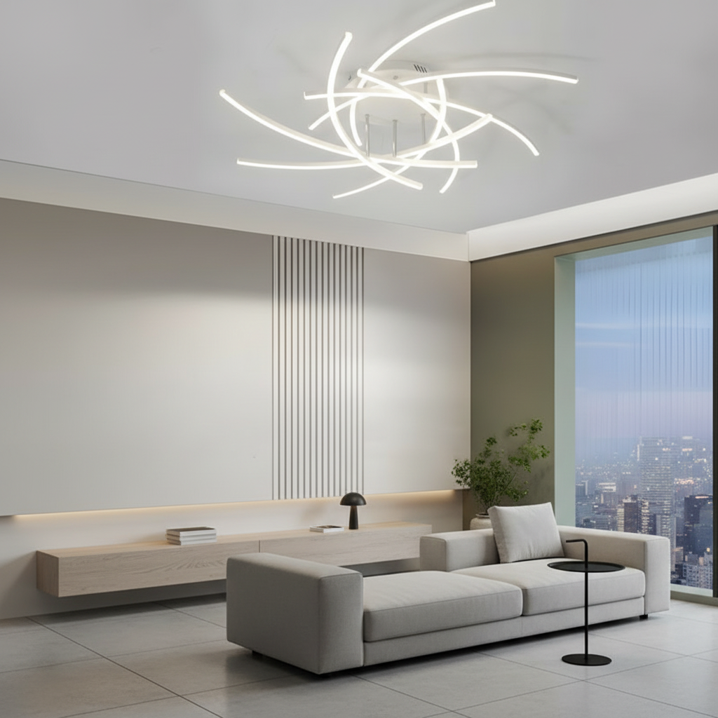 Black 3-Light Dimmable Aluminium LED Flush Mount Ceiling Light — Contemporary