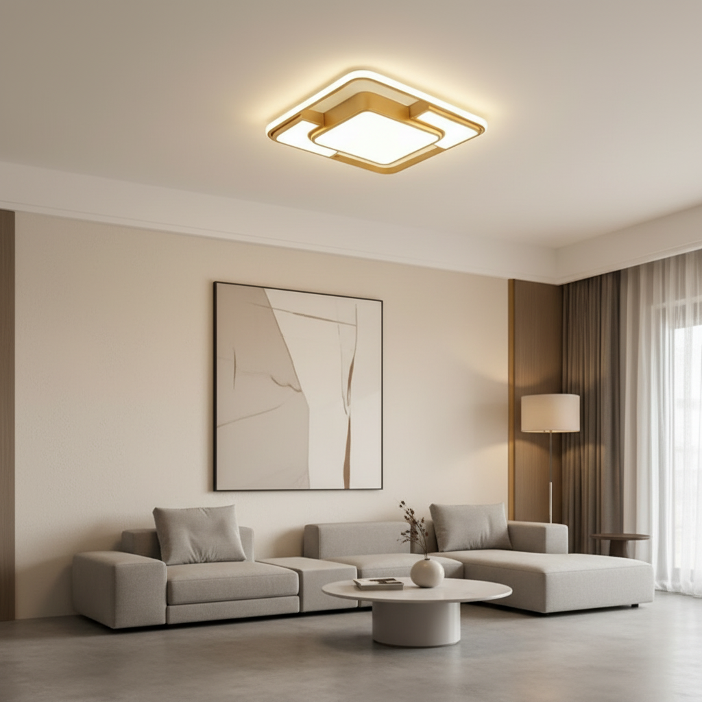Black 3D Effect Geometric Acrylic LED Flush Mount Ceiling Light