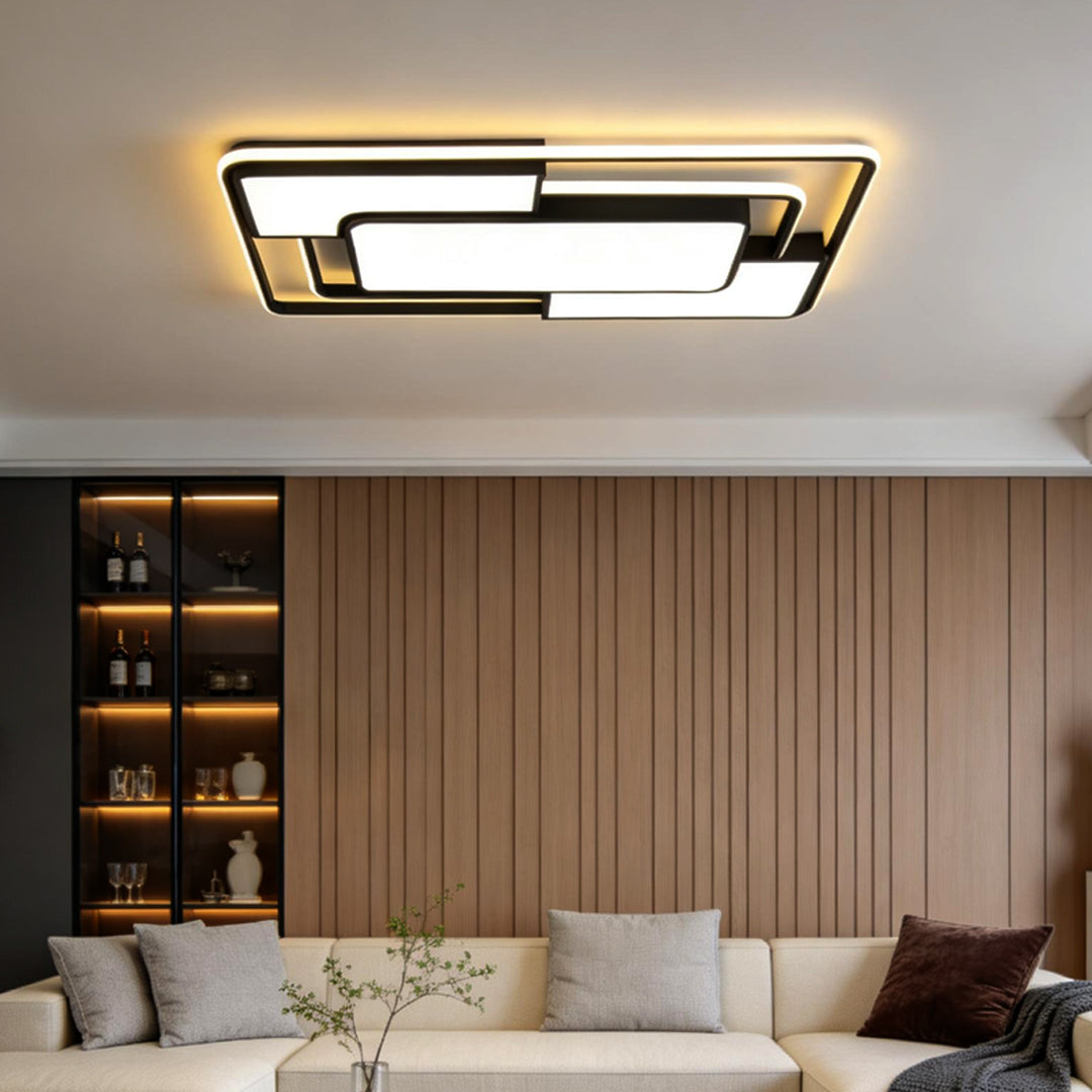 Black 3D Effect Geometric Acrylic LED Flush Mount Ceiling Light