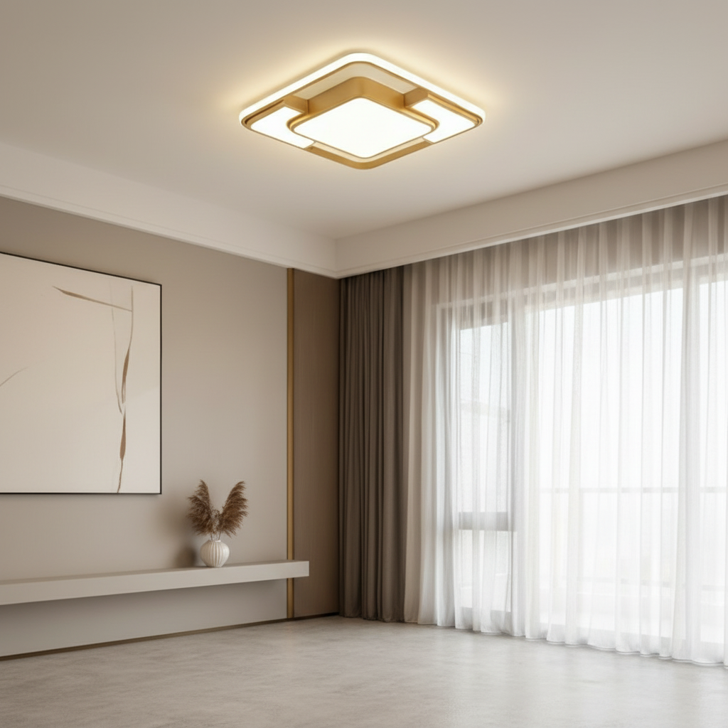 Black 3D Effect Geometric Acrylic LED Flush Mount Ceiling Light