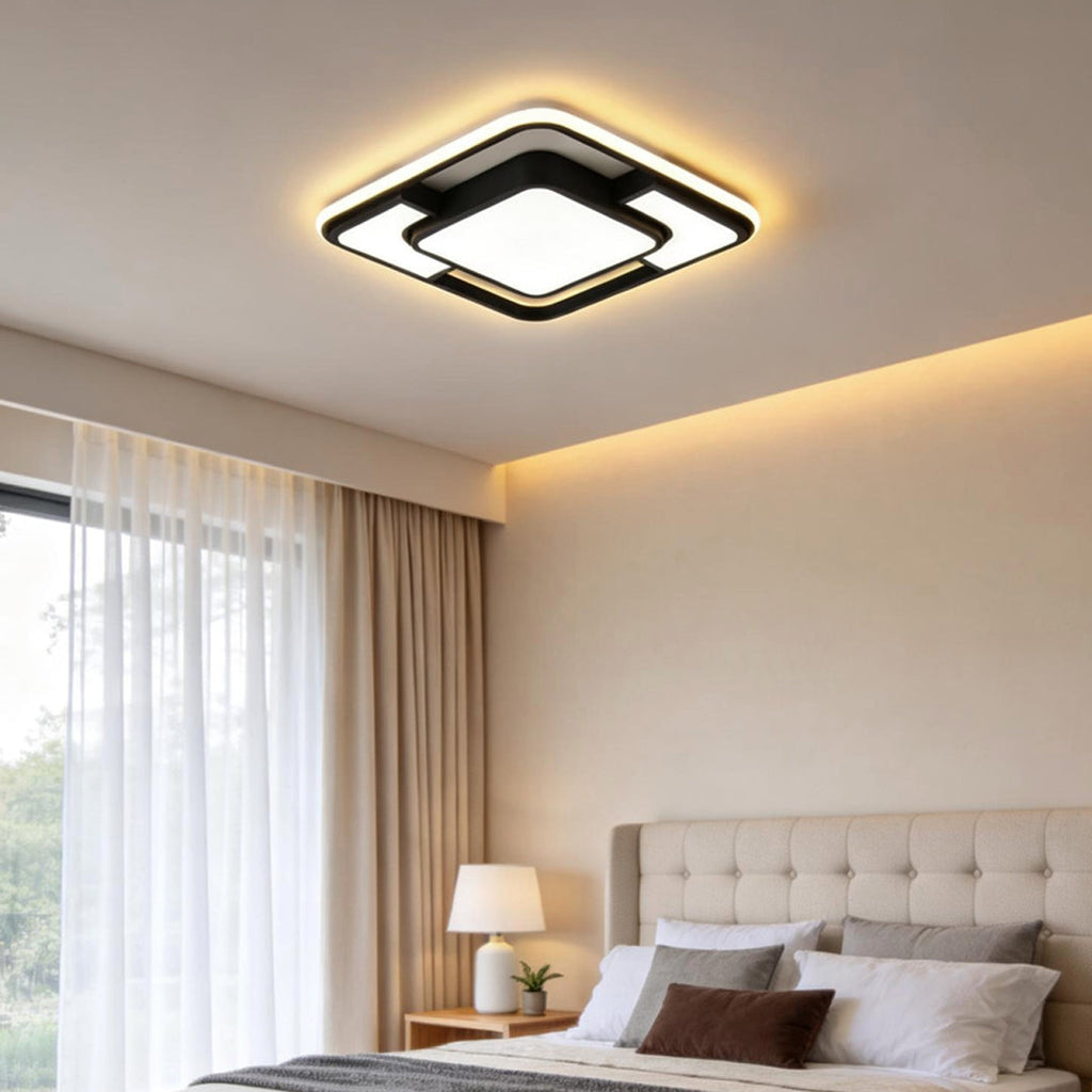 Black 3D Effect Geometric Acrylic LED Flush Mount Ceiling Light