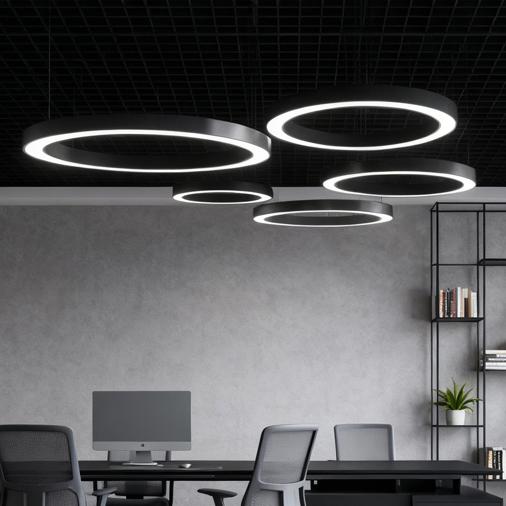 Black Acrylic Industrial Commercial LED Pendant Ceiling Light — Modern