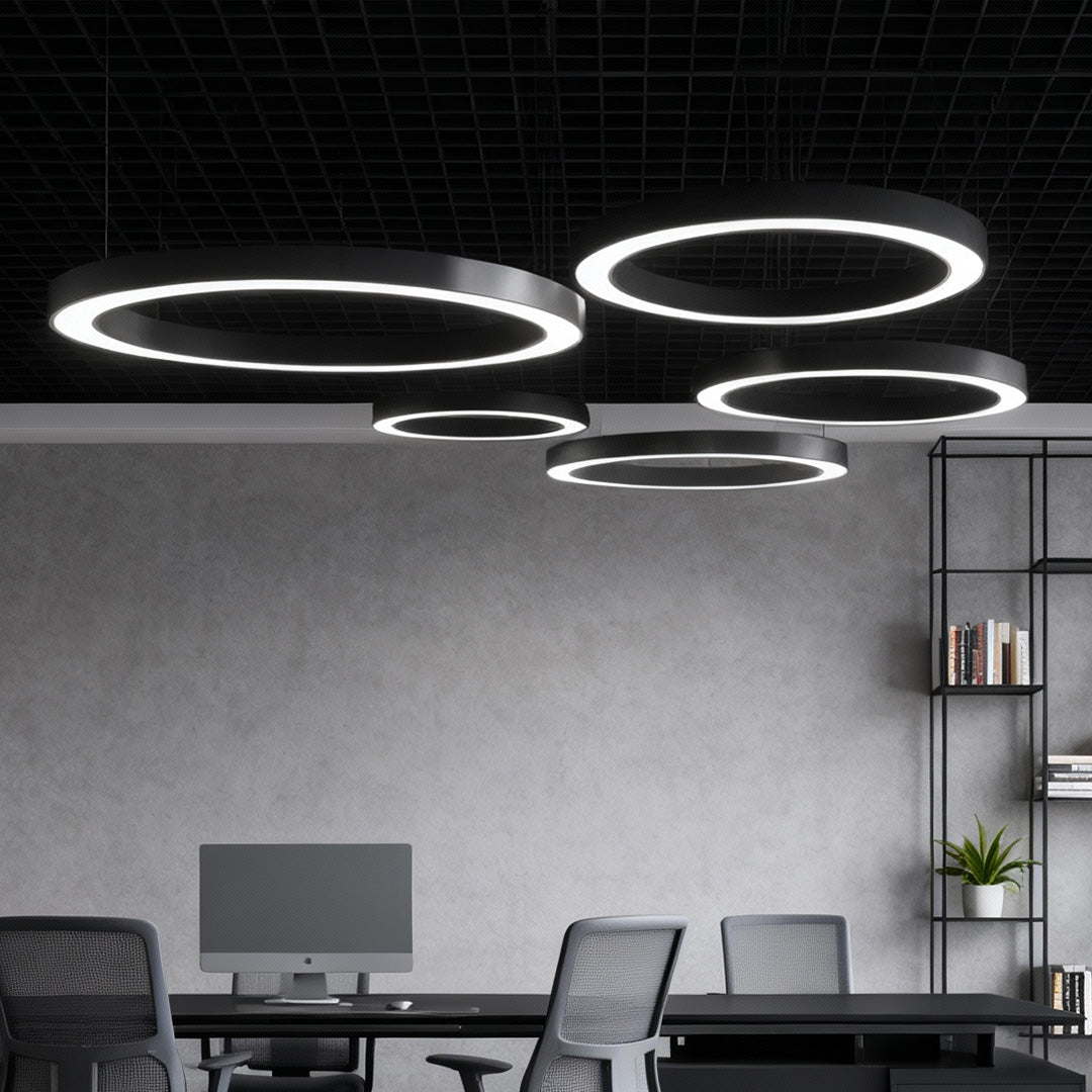 Black Acrylic Industrial Commercial LED Pendant Ceiling Light — Modern