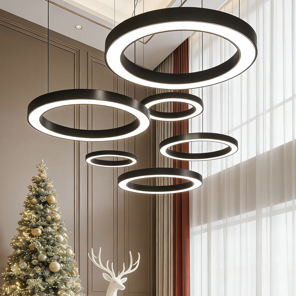 Black Acrylic Industrial Commercial LED Pendant Ceiling Light — Modern