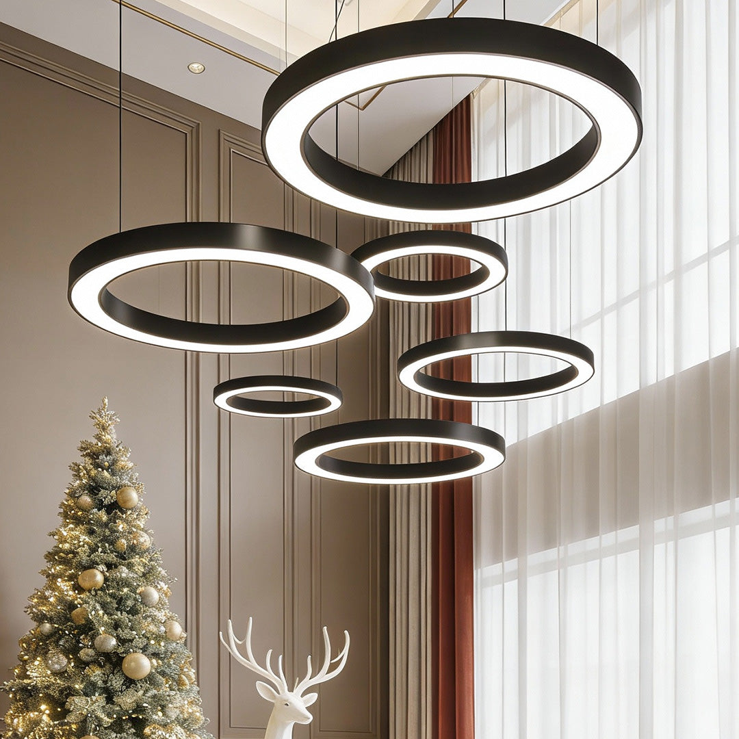 Black Acrylic Industrial Commercial LED Pendant Ceiling Light — Modern