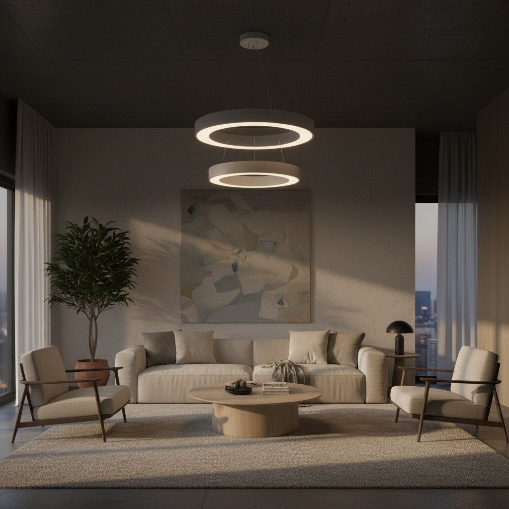 Black Acrylic Industrial Commercial LED Pendant Ceiling Light — Modern