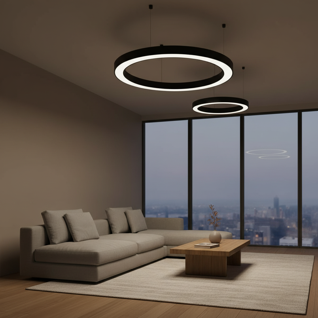 Black Acrylic Industrial Commercial LED Pendant Ceiling Light — Modern