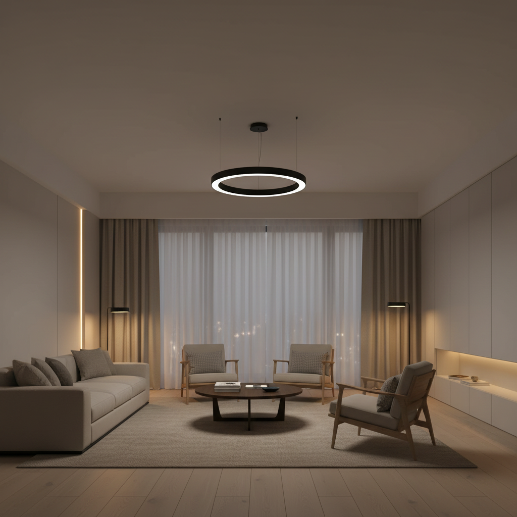 Black Acrylic Industrial Commercial LED Pendant Ceiling Light — Modern