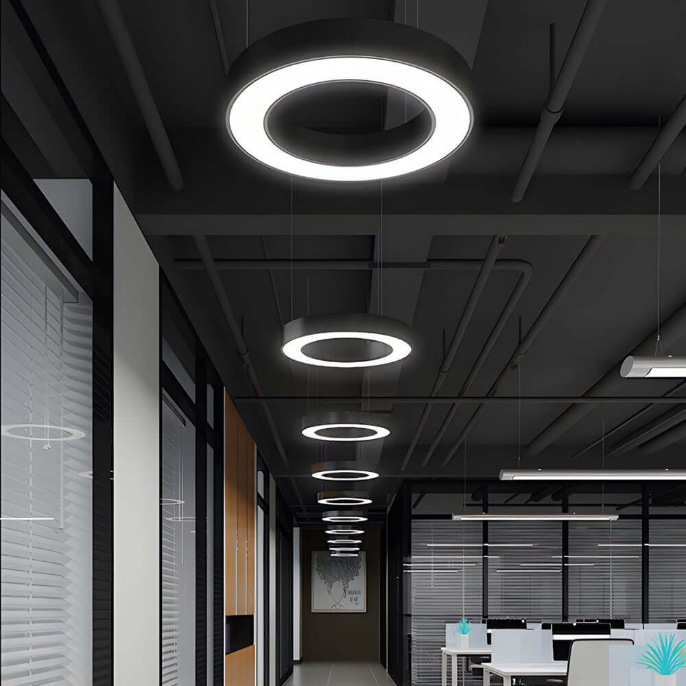 Black Acrylic Industrial Commercial LED Pendant Ceiling Light — Modern