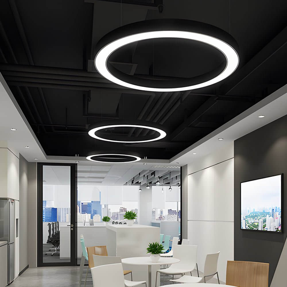 Black Acrylic Industrial Commercial LED Pendant Ceiling Light — Modern