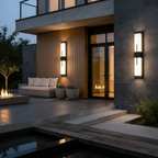 Black Acrylic IP65 Outdoor Wall Lantern — Warm White Slim Modern Fixture