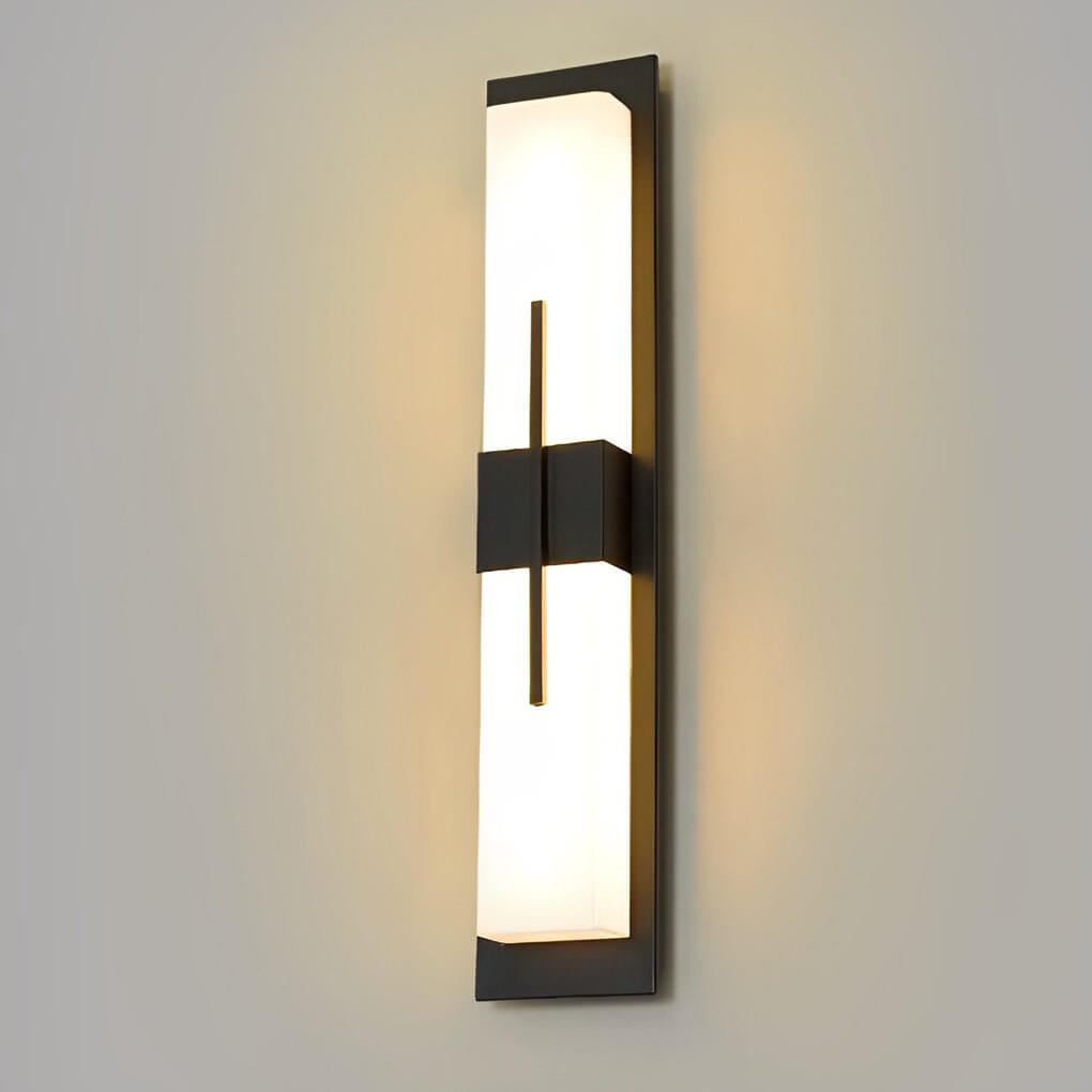 Black Acrylic IP65 Outdoor Wall Lantern — Warm White Slim Modern Fixture