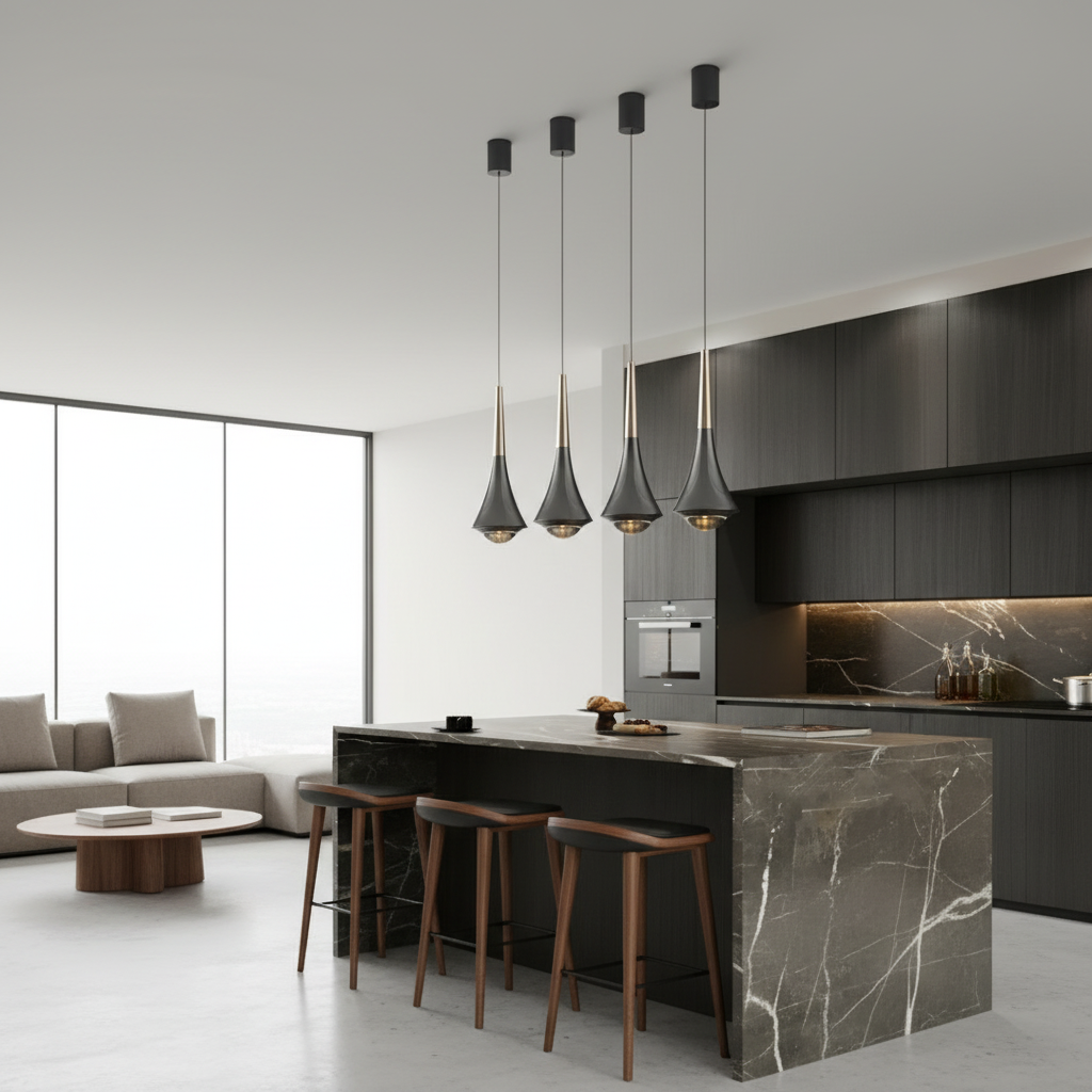 Black Adjustable Mini Industrial LED Pendant Light — Home Office Cozy