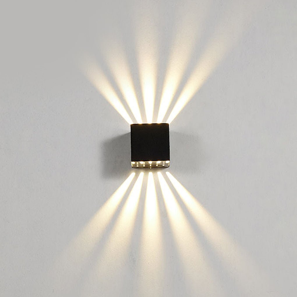 Black Aluminium 5-Beam Up Down Outdoor Wall Lantern — Weatherproof LED