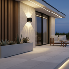 Black Aluminium 5-Beam Up Down Outdoor Wall Lantern — Weatherproof LED