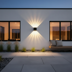 Black Aluminium 5-Beam Up Down Outdoor Wall Lantern — Weatherproof LED