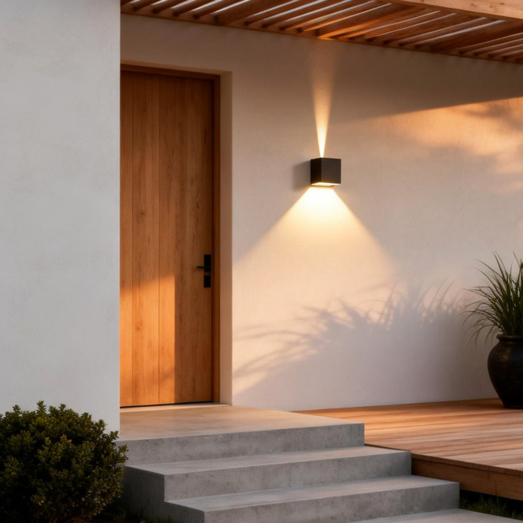 Black Aluminium 5-Beam Up Down Outdoor Wall Lantern — Weatherproof LED