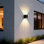 Black Aluminium 5-Beam Up Down Outdoor Wall Lantern — Weatherproof LED