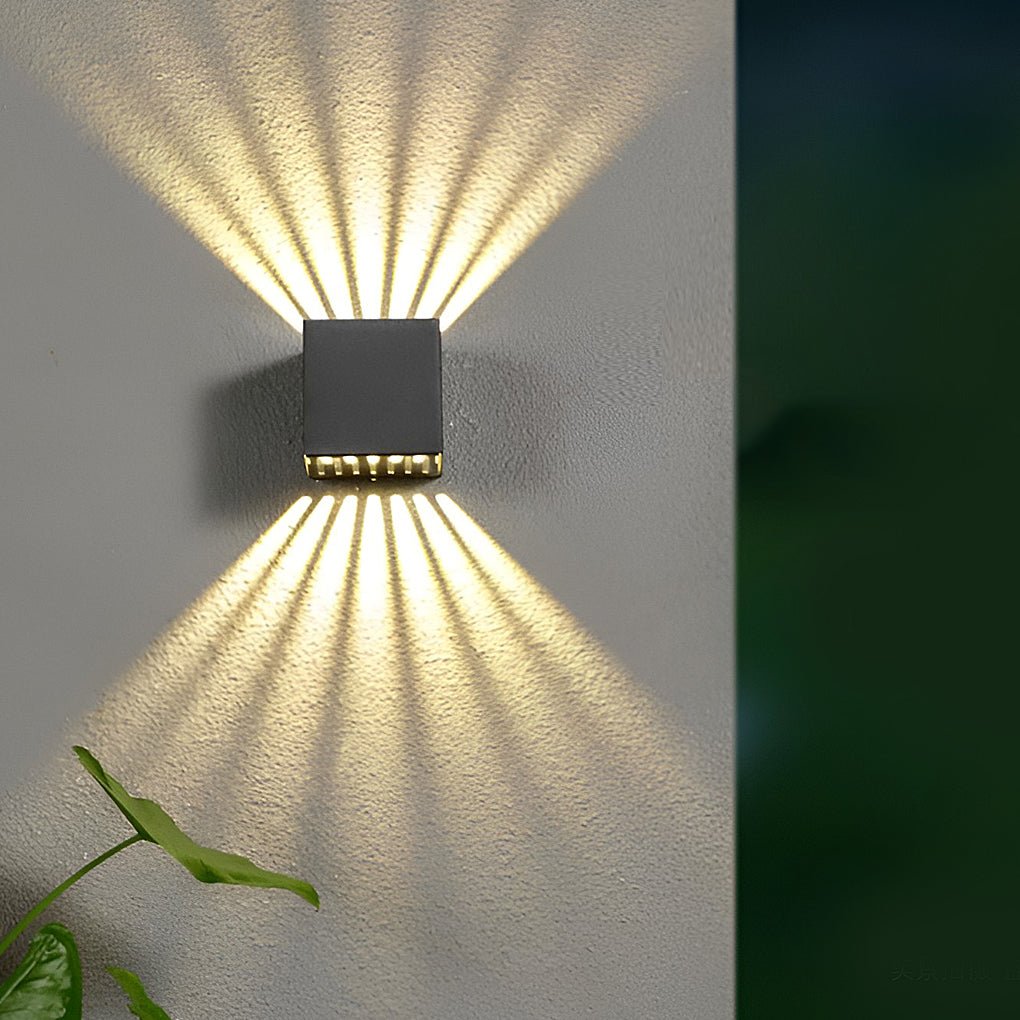 Black Aluminium 5-Beam Up Down Outdoor Wall Lantern — Weatherproof LED