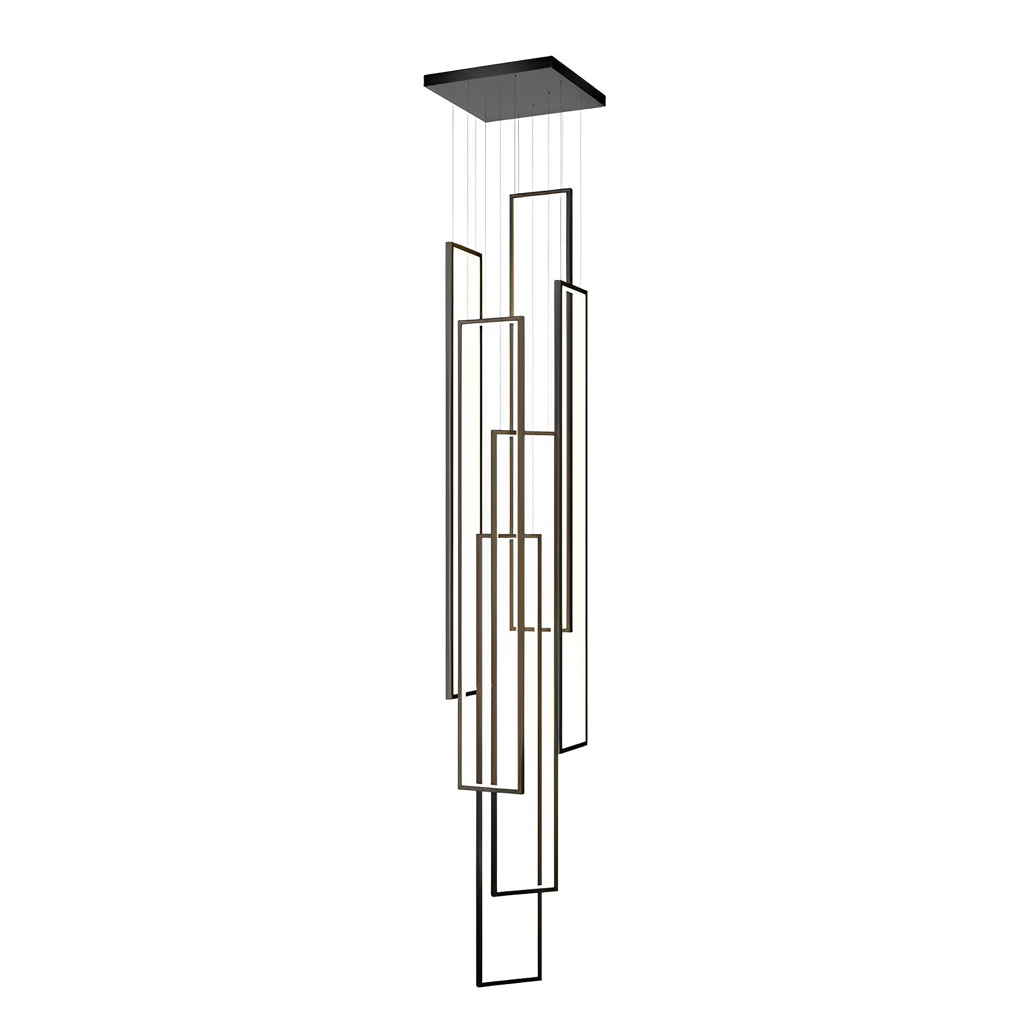 Black Aluminium Adjustable Duplex Staircase Chandelier — White LED