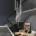 Black Aluminium Adjustable Duplex Staircase Chandelier — White LED