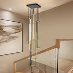Black Aluminium Adjustable Duplex Staircase Chandelier — White LED