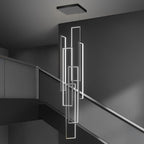 Black Aluminium Adjustable Duplex Staircase Chandelier — White LED