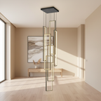 Black Aluminium Adjustable Duplex Staircase Chandelier — White LED