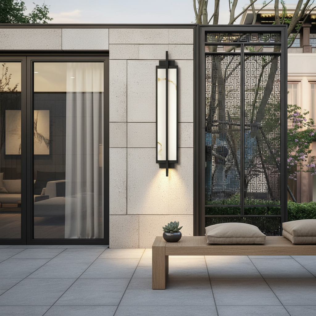 Black Aluminium Adjustable Height Linear Outdoor Wall Lantern — 3000K LED