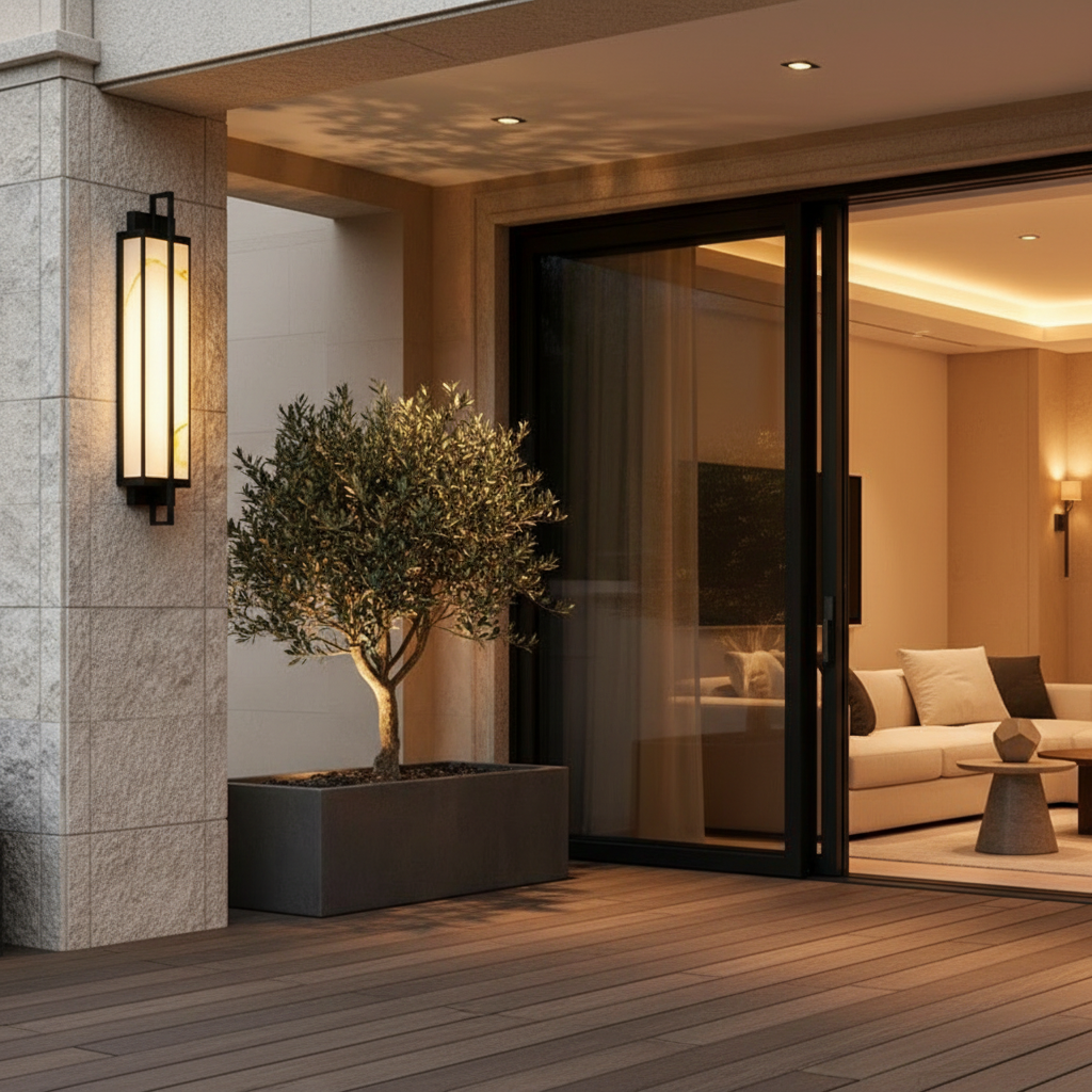 Black Aluminium Adjustable Height Linear Outdoor Wall Lantern — 3000K LED