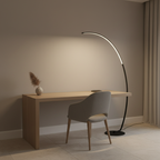 Black Aluminium Arc Floor Lamp — Remote Control Dimmable White LED