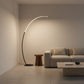Black Aluminium Arc Floor Lamp — Remote Control Dimmable White LED