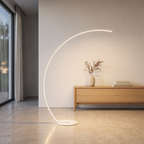 Black Aluminium Arc Floor Lamp — Remote Control Dimmable White LED