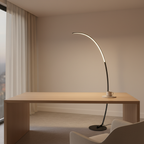 Black Aluminium Arc Floor Lamp — Remote Control Dimmable White LED