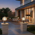 Black Aluminium E27 Round Outdoor Garden Wall Light — Elegant Exterior