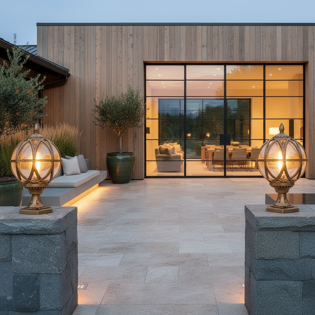 Black Aluminium E27 Round Outdoor Garden Wall Light — Elegant Exterior