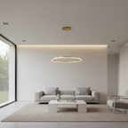 Black Aluminium LED Ring Chandelier — Dimmable White Contemporary Interior