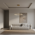 Black Aluminium LED Ring Chandelier — Dimmable White Contemporary Interior