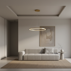 Black Aluminium LED Ring Chandelier — Dimmable White Contemporary Interior