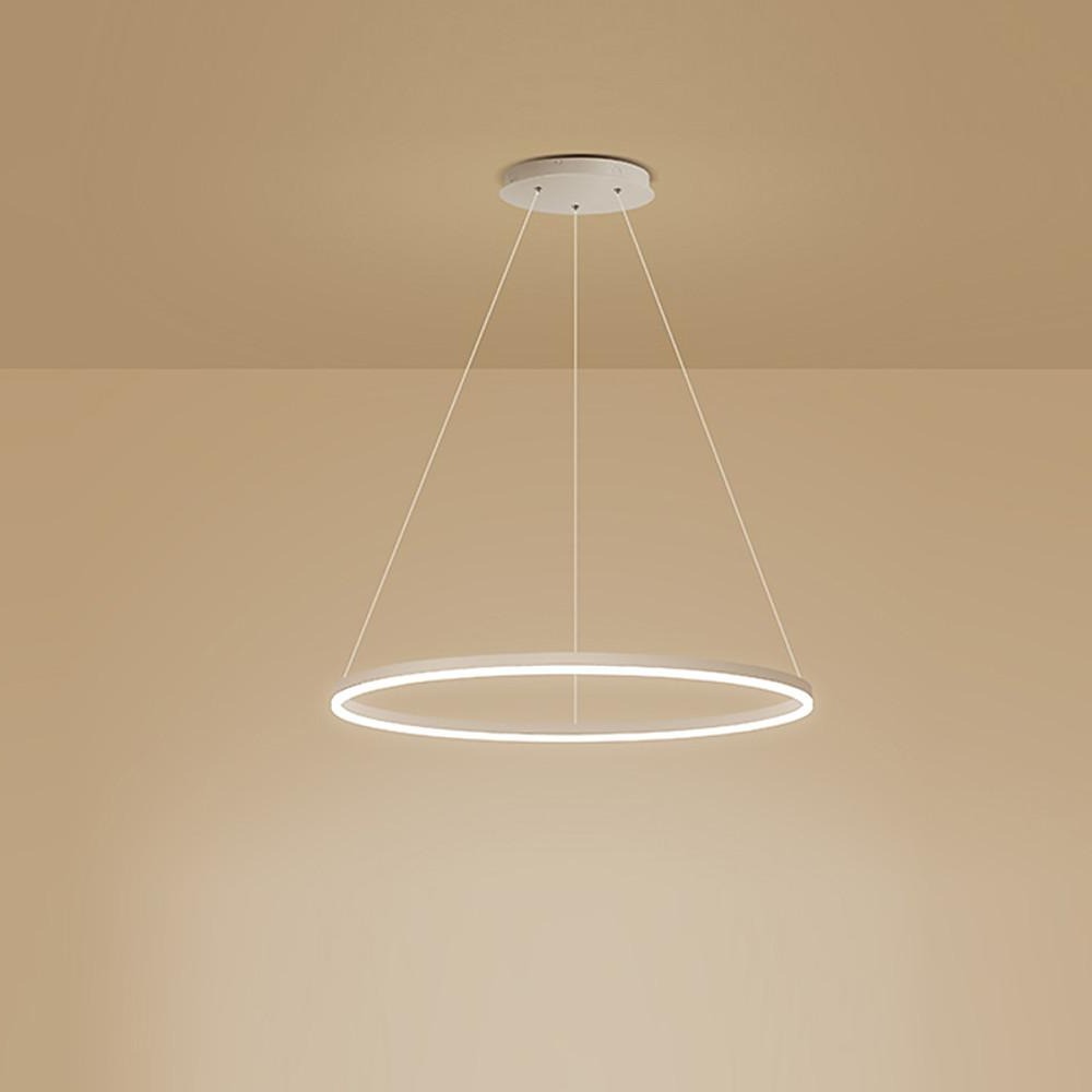 Black Aluminium LED Ring Chandelier — Dimmable White Contemporary Interior