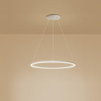Black Aluminium LED Ring Chandelier — Dimmable White Contemporary Interior