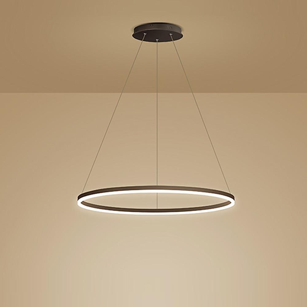 Black Aluminium LED Ring Chandelier — Dimmable White Contemporary Interior