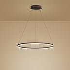 Black Aluminium LED Ring Chandelier — Dimmable White Contemporary Interior