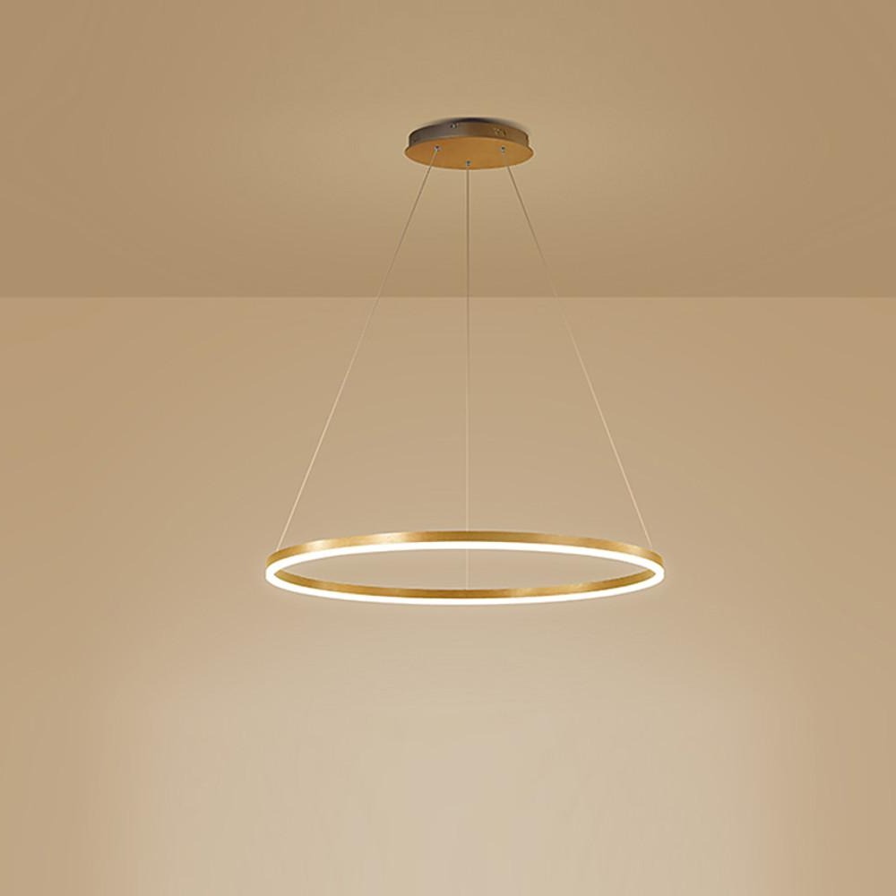 Black Aluminium LED Ring Chandelier — Dimmable White Contemporary Interior