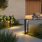 Black Aluminium Minimalist Outdoor Bollard Garden Light — Contemporary